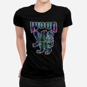 Wood Clan Kilt Tartan Lion Namesake Scottish Gift Women T-shirt | Crazezy