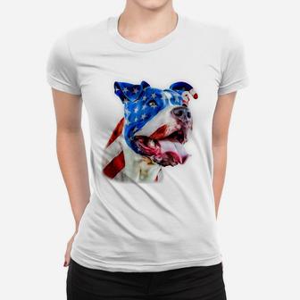 American Pit Bull Terrier USA Flag Patriotic Dog Gift Women T-shirt | Crazezy UK