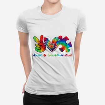 Autism Awareness Accept Understand Love Autism Mom Tie Dye T-Shirt Women T-shirt | Crazezy CA