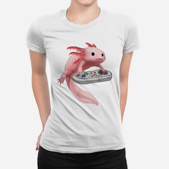 Axolotl Fish Playing Video Game White-Axolotl Lizard Gamers Women T-shirt | Crazezy