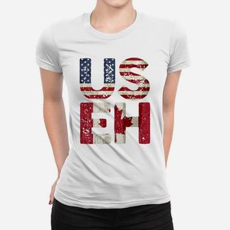 Big Us Eh America Canada Flag Vintage American Canadian Funn Sweatshirt Women T-shirt | Crazezy