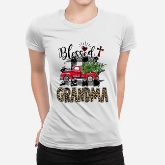 Blessed Grandma Christmas Red Truck Car Christmas Tree Women T-shirt | Crazezy
