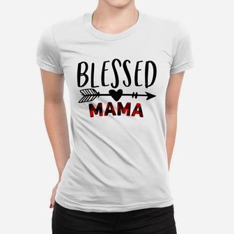 Blessed Mama Shirt - Mom Life - Red Buffalo Plaid Sweatshirt Women T-shirt | Crazezy UK
