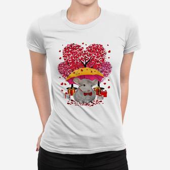 Chinchilla Valentines Day Three Tree And Raining Hearts Gift Women T-shirt | Crazezy