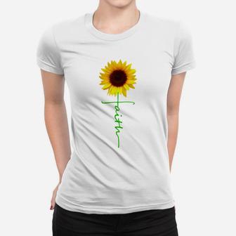 Christian Faith Cross Sunflower Christmas Gift Men Women Kid Women T-shirt | Crazezy