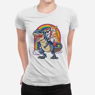 Corgi Unicorn Riding Dinosaur T Rex Gifts Boys Girls Rainbow Women T-shirt | Crazezy