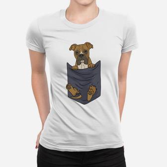 Cute Boxer In Your Pocket Dog Lover Funny Men Women Gift Women T-shirt | Crazezy