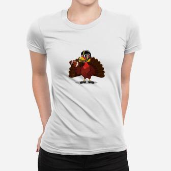 Cute Thanksgiving Turkey Football Player Disguise Women T-shirt | Crazezy