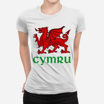 Cymru Welsh Pride Shirt Red Dragon Of Wales Flag Sweatshirt Women T-shirt | Crazezy