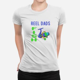 Fathers Day Fishing Reel Cool Dad Son Dads Fish Gift Premium Women T-shirt | Crazezy