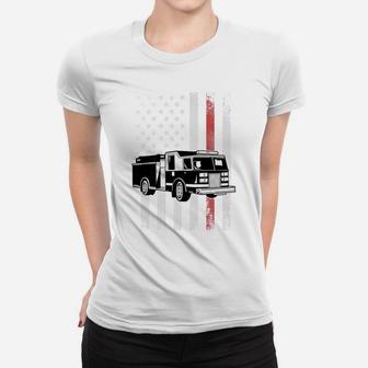 Firefighter American Thin Red Line Fire Truck Gift Women T-shirt | Crazezy