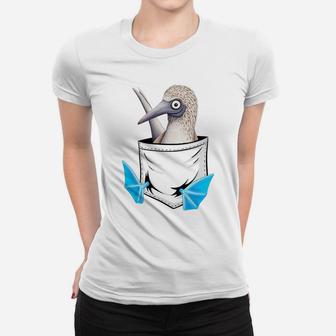 Funny Bird Drawing Fancy Blue Foot Booby In Pocket Women T-shirt | Crazezy