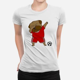 Funny Dabbing English Bulldog Soccer Cute Dab Women T-shirt | Crazezy