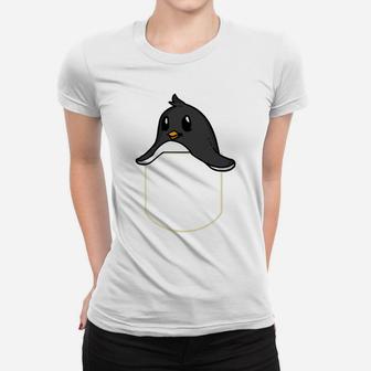 Funny Penguin In The Pocket Gift Penguins Pocket Women T-shirt | Crazezy