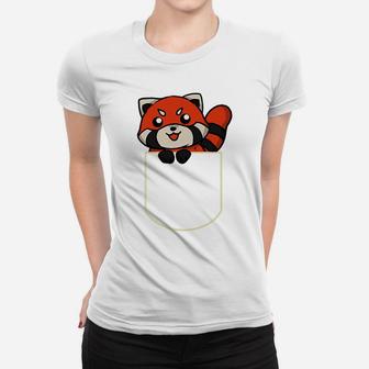 Funny Red Panda Bear In The Pocket Gift Red Panda Pocket Women T-shirt | Crazezy DE