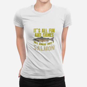 Funny Salmon Fishing Freshwater Saltwater Fish Gift Women T-shirt | Crazezy CA