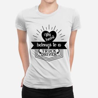 Funny Truck Driver Wife Trucker Gift Girlfriend Ladies Kids Raglan Baseball Tee Women T-shirt | Crazezy UK