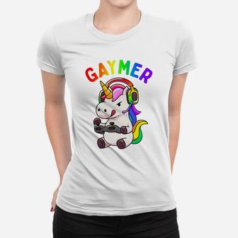Gaymer Gay Pride Flag Lgbt Gamer Lgbtq Gaming Unicorn Gift Sweatshirt Women T-shirt | Crazezy