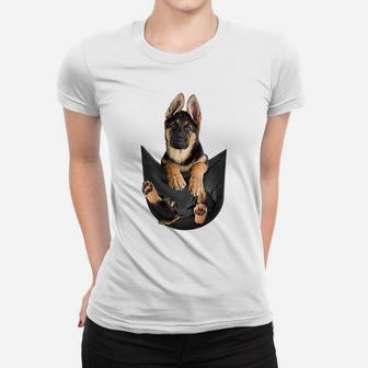 German Shepherd In Pocket Funny Dog Lover Gifts Women T-shirt | Crazezy
