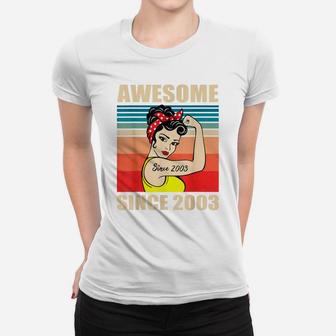 Gift For 18 Year Old Women Vintage 18Th Birthday 2003 Woman Women T-shirt | Crazezy