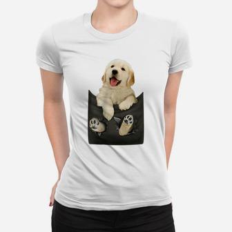 Golden Retriever In Pocket Puppy T Shirt Women T-shirt | Crazezy