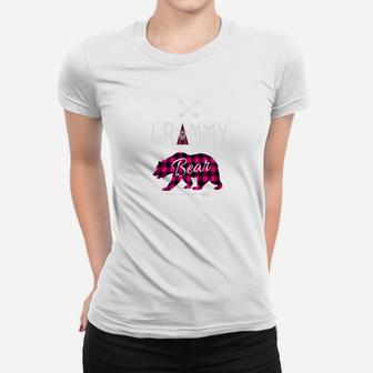 Grammy Bear Family Pink Buffalo Plaid Xmas Camping Women T-shirt | Crazezy DE