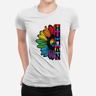 Human Sunflower Lgbt Flag Gay Pride Month Lgbtq Women T-shirt | Crazezy