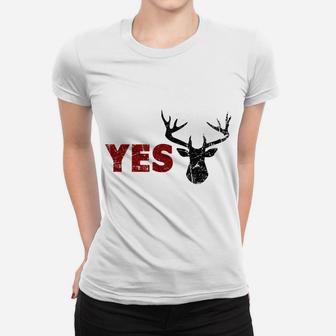 Husband Deer Yes Dear Hunting Pun Happy Wife Funny Women T-shirt | Crazezy