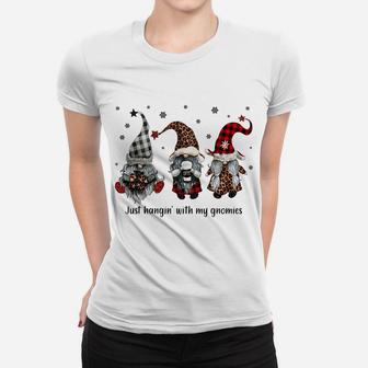 Just Hangin With My Gnomies Santa Gnome Christmas Sweatshirt Women T-shirt | Crazezy