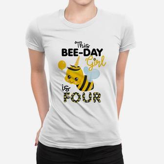 Kids 4Th Birthday Girl Bee Themed 4 Year Old Bday Matching Party Women T-shirt | Crazezy DE