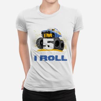 Kids I'm 5 Years Old This Is How I Roll Monster Trucks Women T-shirt | Crazezy UK