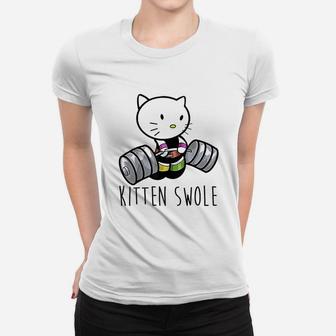 Kitten Swole Cat Powerlifting Weightlifting Gym Women T-shirt | Crazezy CA