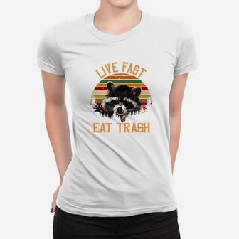 Live Fast Eat Trash Bear Vintage Camping 2 Women T-shirt | Crazezy
