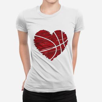 Love Valentines Day Basketball Art Scribble Heart Women T-shirt | Crazezy DE