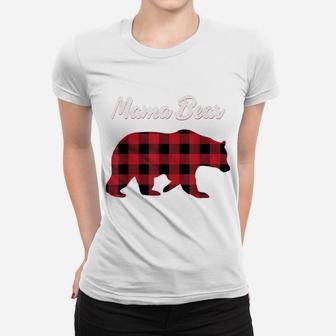 Mama Bear Christmas Pajama Red Plaid Buffalo Family Gift Women T-shirt | Crazezy DE