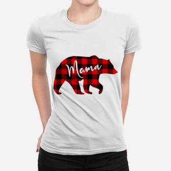 Mama Bear Red Plaid Matching Family Christmas Sweatshirt Women T-shirt | Crazezy DE