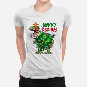 Merry Rex-Mas Funny T-Rex Dinosaur Christmas Gift For Kids Women T-shirt | Crazezy