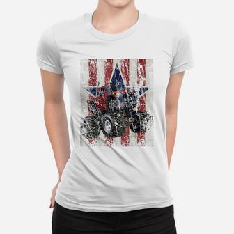 Monster Truck American Flag Extreme Distress Women T-shirt | Crazezy
