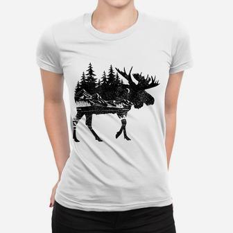 Moose Nature Alaska Hiking Fishing Camping Hunting Gift Women T-shirt | Crazezy UK