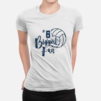 Number 6 Biggest Fan Volleyball Mom Dad Sister Brother Women T-shirt | Crazezy