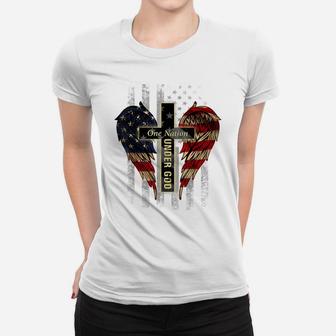One Nation Under God Distressed Flag, Patriotic Christian, Women T-shirt | Crazezy