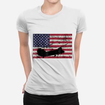 Patriotic Ch-47 Chinook Helicopter American Flag T-Shirt Women T-shirt | Crazezy