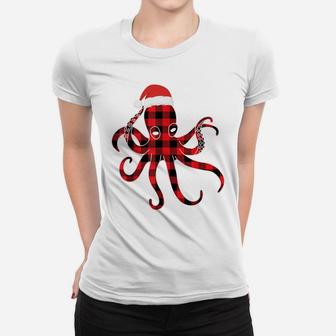 Red Plaid Octopus Pajama Family Buffalo Christmas Gifts Women T-shirt | Crazezy UK
