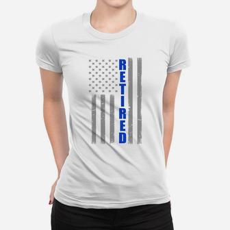 Retired Police Officer Gift - Thin Blue Line Flag Sweatshirt Women T-shirt | Crazezy AU