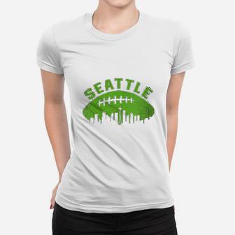 Seattle Washington Cityscape Retro Football Women T-shirt | Crazezy DE
