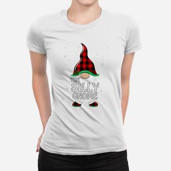 Silly Gnome Buffalo Plaid Matching Family Christmas Pajama Women T-shirt | Crazezy
