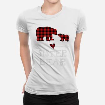 Sister Bear Christmas Pajama Red Plaid Buffalo Family Gift Women T-shirt | Crazezy AU