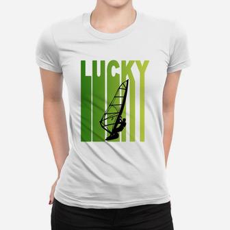 St Patricks Day Lucky Wind Surfing Funny Sport Lovers Gift Women T-shirt | Crazezy AU