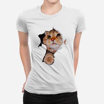Sweet Kitten Torn Cloth - Funny Cats Lover Cats Owner Women T-shirt | Crazezy DE