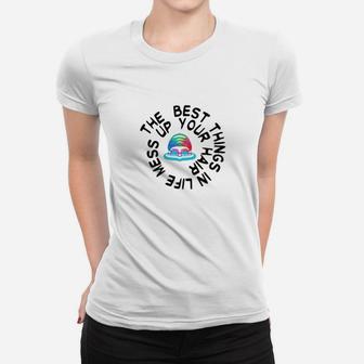 Swimming The Best Things In Life Mess Up Your Hair Women T-shirt | Crazezy CA